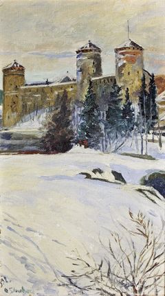 Teos: Stenberg Oskar, Olavinlinna talvella, 1932, öljy. Kuva: Anssi Taskinen.