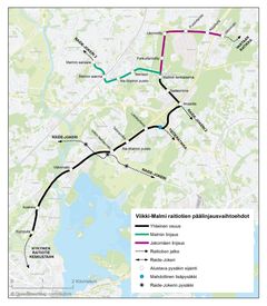 Viikin-Malmin pikaraitiotietä suunnitellaan Kumpulasta Viikin kautta Malmille ja/tai Jakomäkeen.