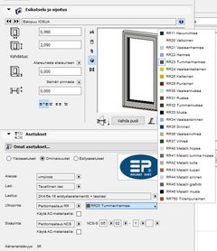 Eskopuun objektit sisältävät visuaaliset RR- ja RAL- sekä kuultokäsiteltyjen puupintojen värivalinnat sekä vapaasti määriteltävät NCS-värit, joiden ansiosta ovien ja ikkunoiden värisävy on helppo määritellä täsmällisesti.