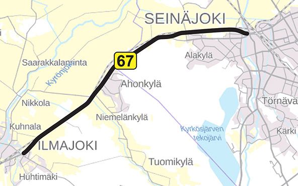 Kantatien 67 parantaminen Seinäjoen ja Ilmajoen välillä on parhaillaan suunnitteluvaiheessa.