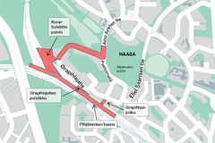 Työalueet suuntaa-antavasti kartalla.
