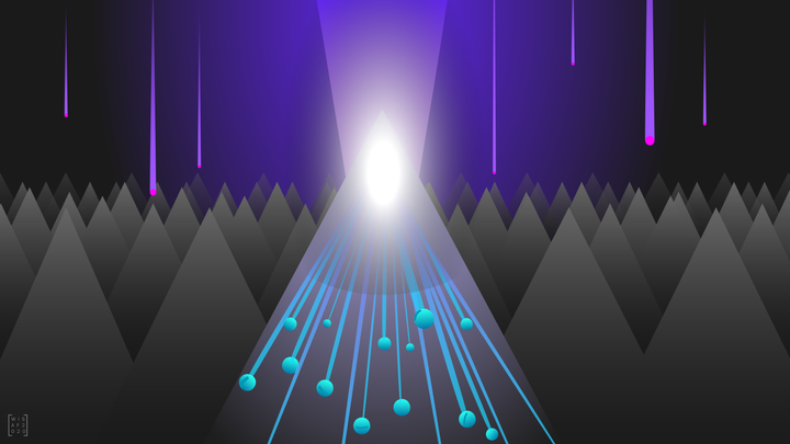 Elektronit monistuvat vauhdilla UV-valon törmätessä nanorakenteeseen. Kuva: Wisa Förbom