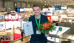 Skillgrowerin perustaja Pasi Savola. Skillgrower voitti Teknologia 19 -messuilla järjestetyn startup-kilpailun.
