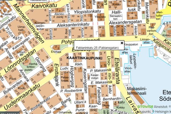 Fabianinkatu on poikki Fabianinkatu 25:den kohdalta . | Helsingin  kaupunki, kaupunkiympäristön toimiala