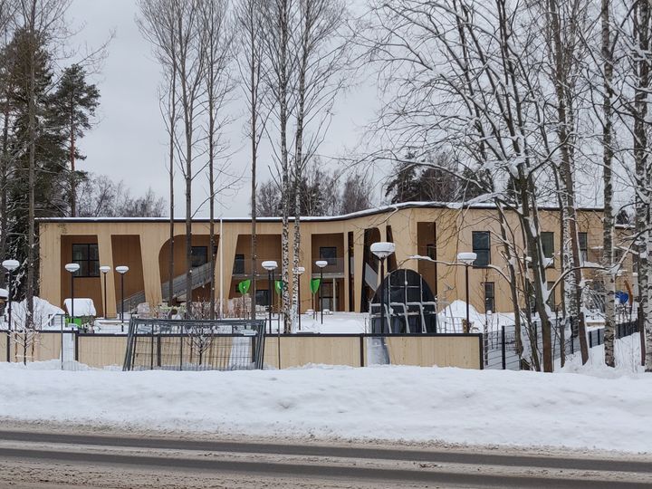 Kirjaston ja päiväkodin uudisrakennus. Kuva: Espoon kaupunki