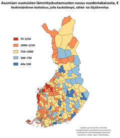 Energian kallistuminen näkyy suoraan lämmityskuluissa, ja erityisesti sähkö- ja öljylämmitteiset kiinteistöt maksavat kylminä kausina kallista hintaa. Lämmitys- ja matkakustannukset heijastuvat kansainvälisissä tutkimuksissa suoraan asuntojen hintoihin.