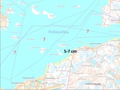 Karttakuva Paltaselältä Oulujärveltä. Kuva ympäristökarttapalvelusta.