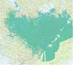 Kuvassa vihreällä merkitty uusi verkkoalue otetaan ensin käyttöön aiempaa parempana 4G-verkkona, ja 5G-verkko aktivoidaan noin kahden viikon sisällä rakennustöiden päättymisen jälkeen.