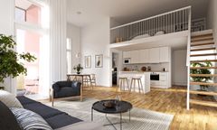 Osassa Asunto Oy Hervantajärven Aarteen ylimmän kerroksen asunnoista on normaalia korkeampi huonekorkeus, joka mahdollistaa lisätilaa tuovan parven rakentamisen.