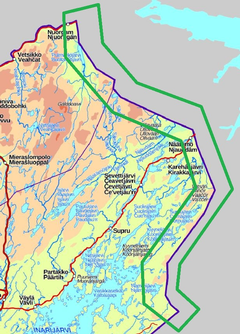 Rajankäynnissä Suomen vastuulla oleva alue. Kuva: Maanmittauslaitos