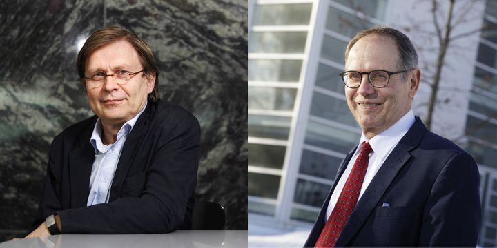 UNESCO-professorit: Heikki Lyytinen vasemmalla ja Pekka Neittaanmäki oikealla. Kuvaaja Petteri Kivimäki.