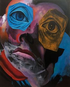 Teos: Juha Okko, Patriotic, acrylic on canvas, 130x105 cm, 2018