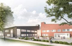 Rakennusliike Lapti voitti kilpailutuksissa koulukonseptillaan kolme uutta kouluhanketta vuoden 2020 aikana. Havainnekuva Hämeenlinnaan rakennettavasta Kaurialan koulusta.