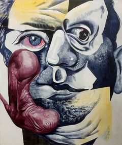 Teos: Juha Okko, Be a Pro, acrylic on canvas, 130x110 cm, 
 2018