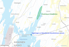 Karta över Västerfjärden i Närpes å.