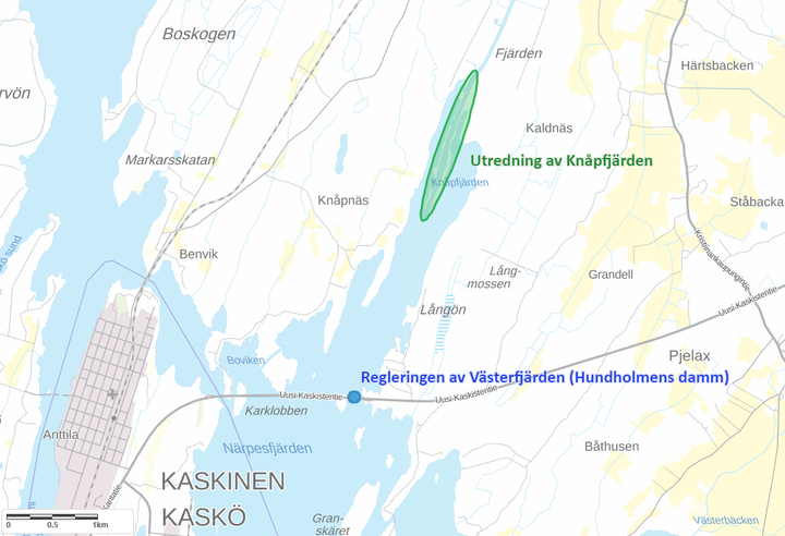 Karta över Västerfjärden i Närpes å.