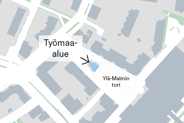 Työmaa-alue kartalla.