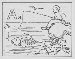 Aakkoset:maalattavia kuvia = ABC-bok : målbilder (1933) kuvittajana Venny Soldan-Brofeldt