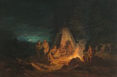 Alexander Lauréus: Saamelaisia nuotiolla | Samer runt lägereld, 1813, öljy kankaalle | olja på duk, 39 ✕ 57 cm. Kuva | foto: Finlands Nationalgalleri / Hannu Pakarinen