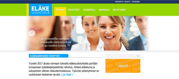Eläkeuudistus.fi-sivusto