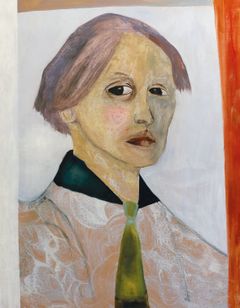 What If Helene Had Been Herbert, 2018, akryyli ja öljy mdf-levylle, 140 x 110 cm. Kuva: Risu Bredenberg