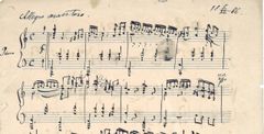 Sibelius sävelsi Havträsk-trion viettäessään kesää saaristossa. Käsikirjoitus on päivätty 8.7.1886.
Kuva: Petri Tuovinen Sibeliuksen sävellyskäsikirjoitus/ Kansalliskirjaston kokoelmat.