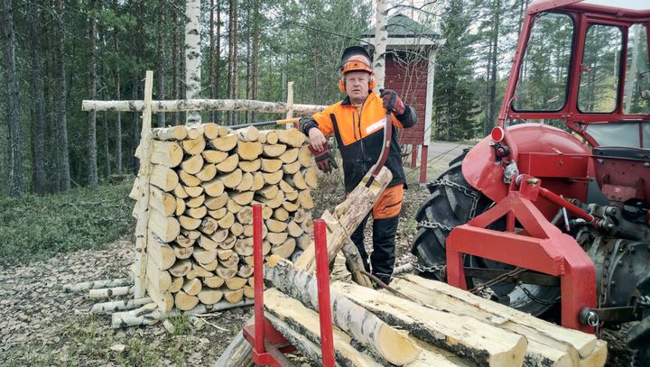 Risto Kauppila puusavotalla