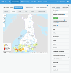 Pikkuapollon havaintokartta.