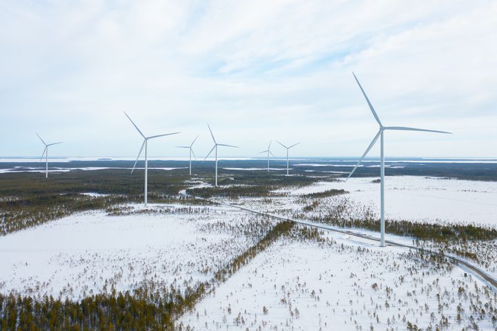 OX2:n rakennuttama Metsälamminkankaan tuulipuisto. Kuvaaja: Petteri Löppönen