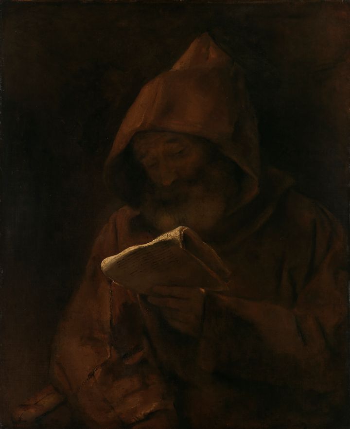 Teostiedot: Rembrandt Harmensz. van Rijnin (1606–1669): Lukeva munkki. 1661. Kansallisgalleria / Sinebrychoffin taidemuseo. Kuva: Kansallisgalleria, Yehia Eweis.