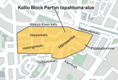 Tapahtuma-alue kartalla suuntaa antavasti.