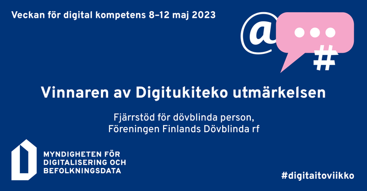 Utmärkelsen Digitukiteko 2023 till Fjärrstöd för dövblinda personer