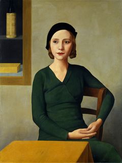 Antonio Donghi: Nainen kahvilassa (1931). Fondazione Musei Civici di Venezia, Galleria Internazionale d'Arte Moderna di Ca' Pesaro. © Archivio Fotografico - Fondazione Musei Civici di Venezia, Foto Franzini C.