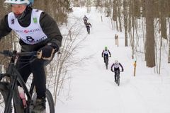 Talvipoluilla ajettavissa pyöräilytapahtumissa ajetaan usein leveärenkaisilla pyörillä, mutta pakkasen kovettamilla urilla voi pärjätä kapeammallakin renkaalla. Kuva: Jaama Winter/Tapani Rönkkö. 