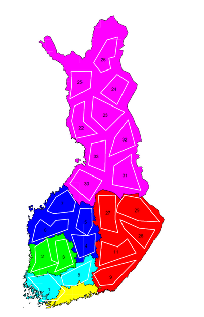 Kuva: Lentoreitit ja hätäkeskusalueet.