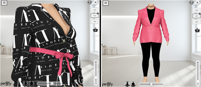 To Act Brand’s clothing line modeled on a personalized avatar in the brand’s virtual
fitting room powered by Perfitly.
