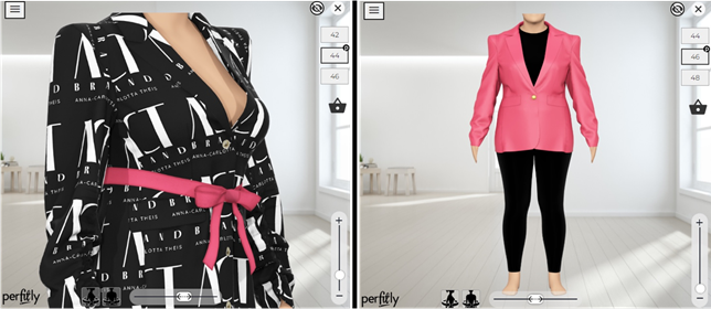 To Act Brand’s clothing line modeled on a personalized avatar in the brand’s virtual
fitting room powered by Perfitly.