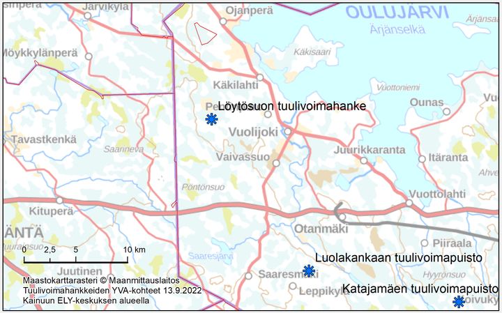 Hankealue sijaitsee Kajaanin Vuolijoella ja rajautuu Pohjois-Pohjanmaan maakuntarajaan.