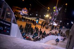 Mirko Lahti kilpailemassa ATSX Ice Cross Downhill World Championship -kisoissa Jyväskylässä tammikuussa 2017.Kuva: Sebastian Marko / Red Bull Content Pool, Www.redbullcontentpool.com