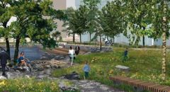 En illustration av hur den nya Kägelstrandsparken skulle kunna se ut. Bild Nomaji landskapsarkitekter Ab.