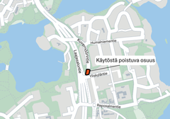 Kartta käytöstä poistuvasta osuudesta.
