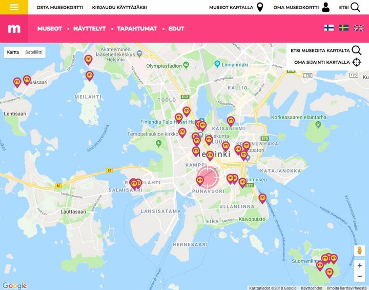 Olitpa sitten missä päin Suomea tahansa, Museot kartalla -palvelun avulla löydät helposti lähimmät kulttuurikohteet sijaintisi perusteella.