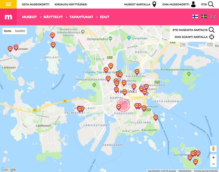 Olitpa sitten missä päin Suomea tahansa, Museot kartalla -palvelun avulla löydät helposti  lähimmät kulttuurikohteet sijaintisi perusteella.