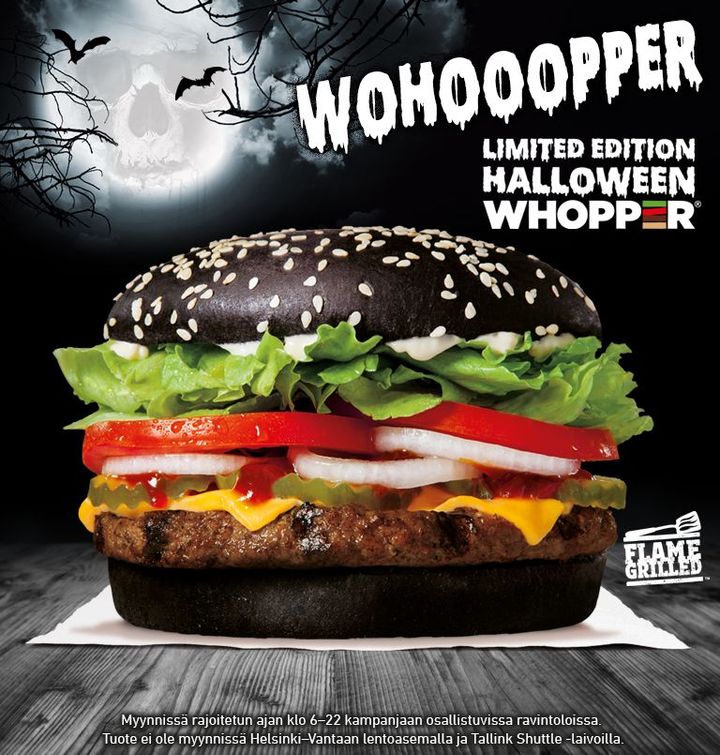 Järkyttävän maukas ja hyytävän herkullinen Halloween WHOPPER® saapuu Suomen BURGER KING® -ravintoloihin 13.10.2017.