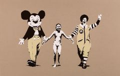 Banksy: Napalm, 2004, Serigrafia paperille, 56 x 76 cm. Yksityiskokoelma