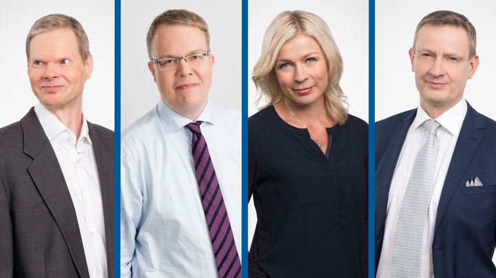 Tutkimuksen ovat Etlasta tehneet tutkijat Mika Pajarinen (vas.) ja hankkeesta vastannut Ilkka Ylhäinen sekä tutkimusjohtajat Heli Koski ja Jyrki Ali-Yrkkö.
