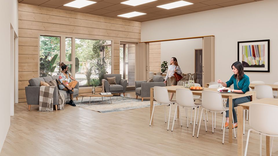 Hoivarakentajat - Humana Seinäjoki palvelukoti Mesikämmen havainnekuva sisätiloista