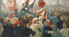 Ilja Repin: Demonstration den 17 oktober 1905 (1907–1911). Ryska museet, S:t Petersburg. Foto © State Russian Museum, St. Petersburg.