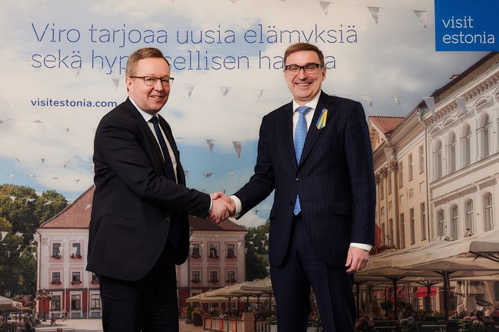 Ministerit Mika Lintilä ja Andres Sutt tapasivat Viron suurlähetystössä Helsingissä 8.4.22. Kuva: Rene Riisalu, Visit Estonia
