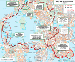 Helsinki City Running Dayn liikennejärjestelyt lauantaina 2.10.2021.